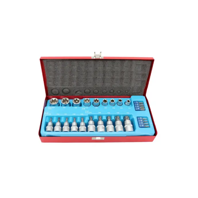 SET DE PUNTAS Y COPAS TORX DE 27 PCS              